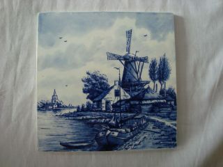 DELFTS BLUE HOLLAND HANDPAINTED TILE WINDMILL WALL DECOR   FOR FRAMING