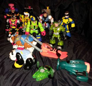 Lot of 9 Rescue Heroes & Accessories Fi​sher Price Mattel 2000 2004