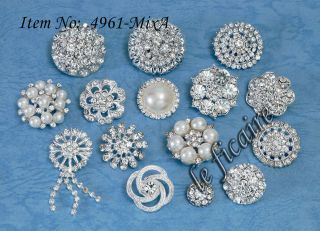PICK~ Crystal Rhinestone Pearls Shank Button Accessories Wedding 