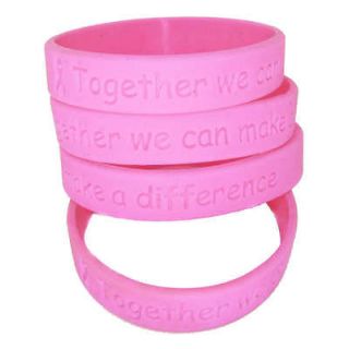   PINK RIBBON BREAST CANCER AWARENESS SILICONE WRISTBAND BAND BRACELETS