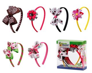   Monster 6pcs Cute Handmade Girl Ribbon Bows Hair Headbands Mix Lot Set