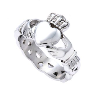   Steel 9mm High Polish Heart with Hands Claddagh Design Fashion Ring