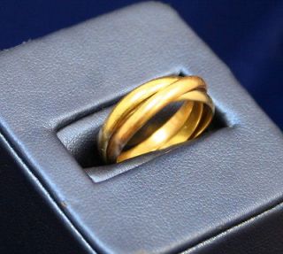   1395 18K Gold Cartier Tri Color Rolling 7 3/4 Ring 451 