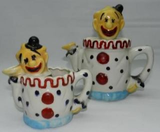 Vintage Circus Clown Teapot & Creamer