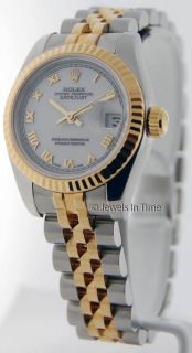 Rolex Ladies 179173 F Datejust 18k Gold & Steel Watch + Papers JEWELS 