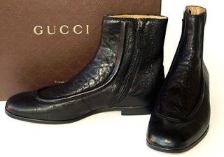GUCCI New Mens Black Leather Shoes Boots sz 9.5   10.5 Authentic Made 