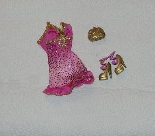   Pink & Gold Glitter Dress. Comes with Gold Purse and Shoes (Heels