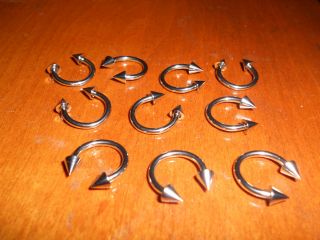 Basic Stainless Steel 316L / Horseshoe Earring w/ spike cone Bulk 50 