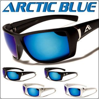 Arctic Blue Sport Sunglasses Mens Running Shades Mirror Blue HD Lens 