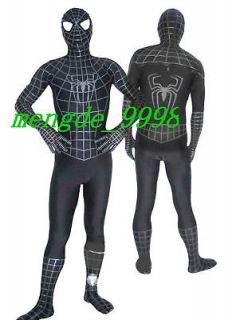New Suit Lycra Spandex Zentai Spiderman Hero Catsuit Costumes~Black
