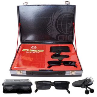 Spy Master Briefcase black Spy kit (binoculars, rear view glasses 