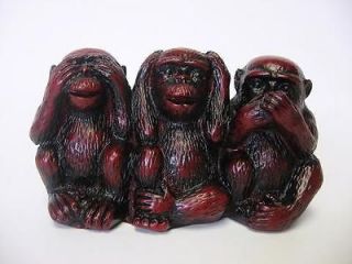 Funny Hear, Speak, See No Evil 3 Three Monkeys Redwood Statue Wise 