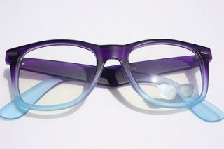 Rare Retro Vintage Sun glasses Matte 2 tone Purple Blue clear lens 
