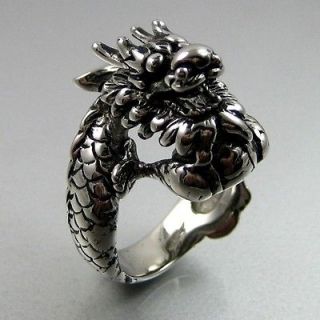   Biker Mens Black Silver Stainless Steel Dragon Sharp Claw Ring Size 9