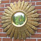   huge french sunburst convex gilt mirror wooden carved 50s 60s design