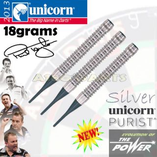 NEW 2013 UNICORN PHIL TAYLOR PURIST PHASE 2 SILVER SOFT TIP DARTS 90%