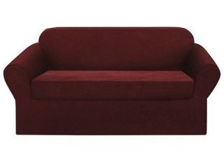   Suede Burgundy Separate Seat Couch/sofa Cover Slipcover (Box Cushion
