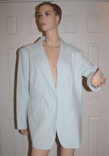New Women Bloomingdales Blue Seersucker Suit Jacket 22W