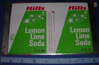 Vintage HILLS SUPERMARKET LEMOM LIME SODA Pop Beverage tin can blank 