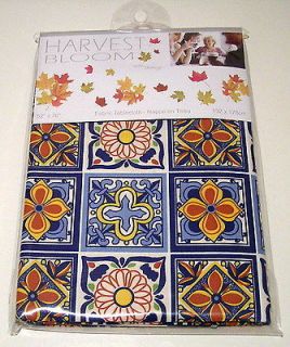Harvest Bloom Fabric Tablecloth Mosaic Pattern 52 x 70 Rect 100% 