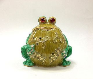   Cute Green Frog Trinket Box / Austrian Crystals Jewelry box nice gift