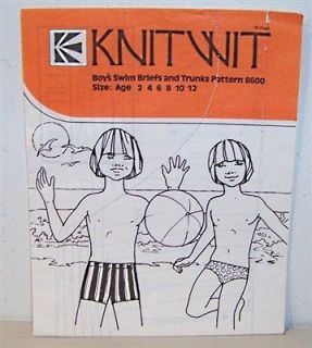 Vintage Vera Knit Wit Boys Swim Briefs & Trunks Pattern 8600 Free 