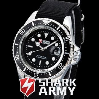   Shark Army AVENGER Mens Nylon Black Sport Quartz Military Wrist Watch