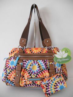 NWT $65 LILY BLOOM Zulu Sunburst Eco Recycled Satchel Handbag Shoulder 
