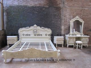   SET ANY SIZE SUPER KING Double White Black cream French ROCOCO bed