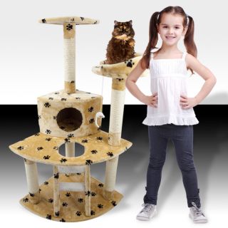 New Cat Tree 47 Level Condo Furniture Scratching Post Pet House Beige 