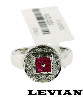 LEVIAN DIAMOND RUBY RING IN 18K WHITE GOLD NEW SIZE 7