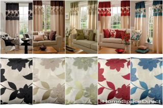 Faux Silk Fully Lined Curtains in Red, Green, Black, Teal or Choc 