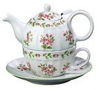   SADEK Apple Blossom Tea for One Teapot with Strainer / Cup & Saucer