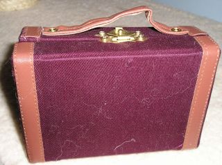 Cranberry Red Doll and Teddy Mini Vintage Style Suitcase 4 inches wide