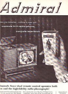 ADMIRAL TELEVISION HI FI RADIO PHONO 1957 PRINT ADVRT