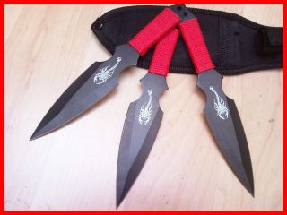3pc Tactical double side Throwing Scorpion military knives Red 38303