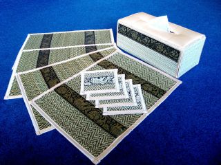 Set of 4 Traditional Thai Handmade Reed Wicker Placemats and Tissue 