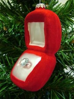 New Flocked Red Ring Box Engagment Wedding Anniversary Christmas Tree 