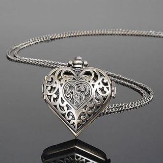   COOL copper chain lady XMAS GIFT necklace quartz pocket watch +box