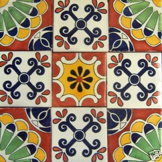 W111 9 Handmade Talavera Clay Mexican Tile FolkArt 4x4