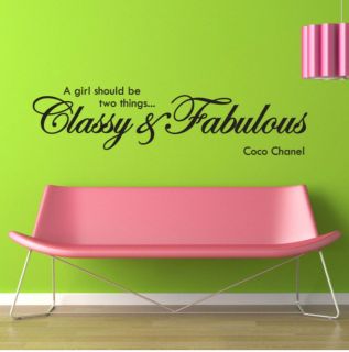 CoCo Chanel Classy Fabulous Lettering Wall Sticker Decal Vinyl 
