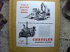   Ad Chrysler Industrial Generator Crane Pump Engines Americana Art