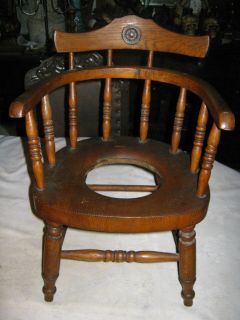 PRIMITIVE BABY CHILD WOOD POTTY CHAIR COUNTRY ANTIQUE