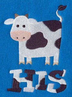 His and Hers 100% Cotton Embroidered hand towel set   Cows