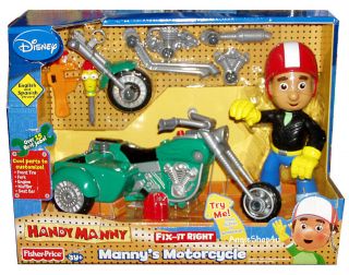 DISNEY HANDY MANNY FIX IT RIGHT MANNYS MOTORCYCLE with doll New!