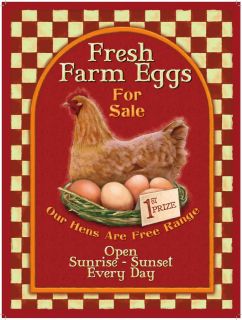 New FRESH FARM EGGS FOR SALE enamel style tin metal advertising sign 