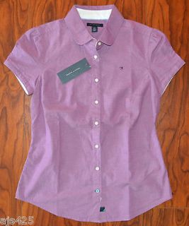 NWT Womens Tommy Hilfiger Short Sleeve Casual Shirt Purple XXL, 2XL