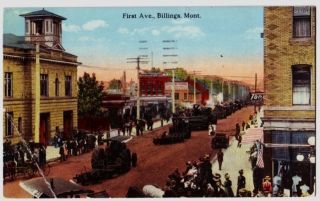 1920 BILLINGS Montana Postcard TRACTORS PARADE First Av