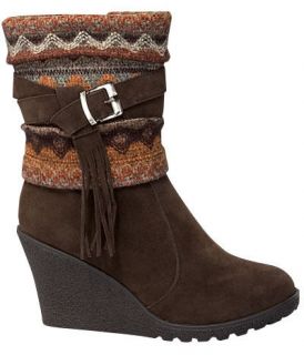 Top Moda Womens Pure 40 Brown Wedge Heel Faux Suede Boot with Sweater 