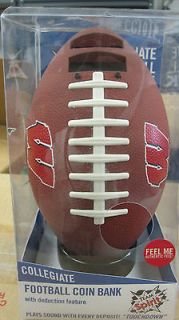 Collegiate Football Coin Bank With Deduction Feature   New   Retail $ 